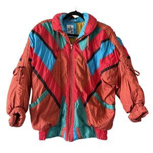 Vintage J.Gallery Duck Down Jacket Multicolor Quilted Size M Korea